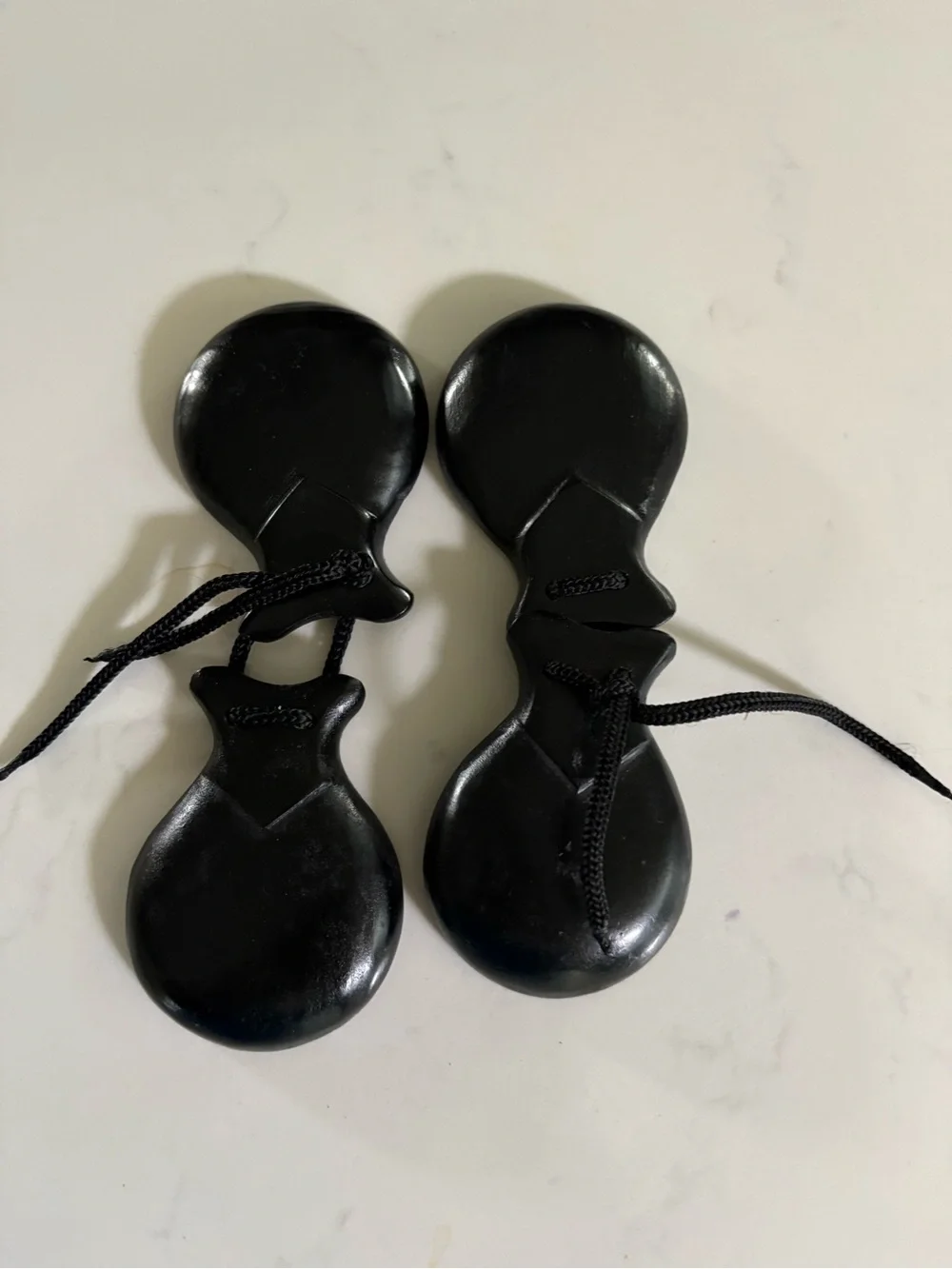 2 Pair of Spanish Flamenco  Black wood Castanets with Cord